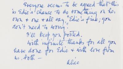 Lot #8039 Edie Sedgwick: Alice Sedgwick and Lily Saarinen (9) Handwritten Letters with Original Photograph of Edie - Image 6