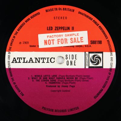 Lot #8466 Led Zeppelin II UK Promotional First Pressing Album (Atlantic Records, 588198, Stereo) - Image 7