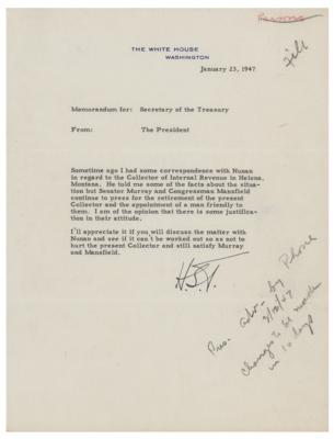 Lot #1072 Harry S. Truman Typed Letter Signed as President