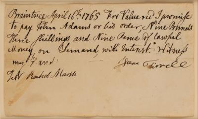 Lot #1001 John Adams Autograph Document Signed - Image 2