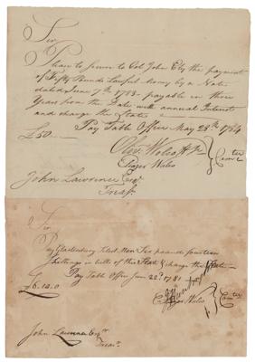 Lot #1236 Oliver Wolcott Jr. and Jedediah Huntington (2) Documents Signed