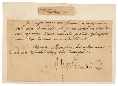 Lot #1529 Francois Rene de Chateaubriand Partial Letter Signed - Image 1