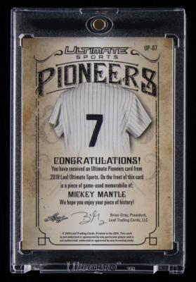 Lot #1903 2019 Leaf Ultimate Sports Pioneers Mickey Mantle Game-Used Relic (3/3) - Image 2