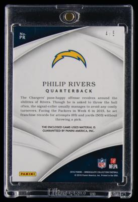 Lot #1871 2016 Panini Immaculate Collection Logos Philip Rivers Player-Worn Patch (4/5) - Image 2