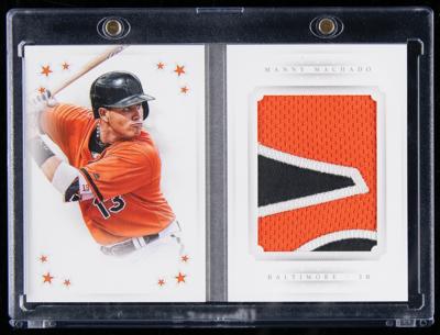 Lot #1869 2016 National Treasures Manny Machado Jumbo Game-Used Patch Booklet (3/10) - Image 1