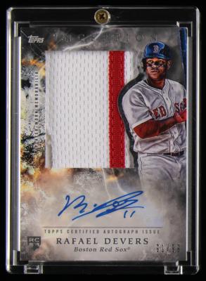 Lot #1901 2018 Topps Inception Rafael Devers Autograph/Jumbo Player-Worn Patch (91/99) - Image 1