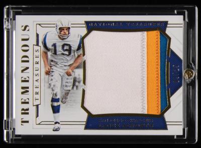 Lot #1897 2018 National Treasures Tremendous Treasures Lance Alworth Player-Worn Jumbo Patch (9/25) - Image 1