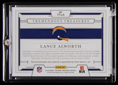 Lot #1897 2018 National Treasures Tremendous Treasures Lance Alworth Player-Worn Jumbo Patch (9/25) - Image 2