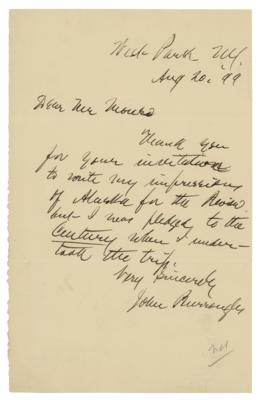 Lot #1525 John Burroughs Autograph Letter Signed