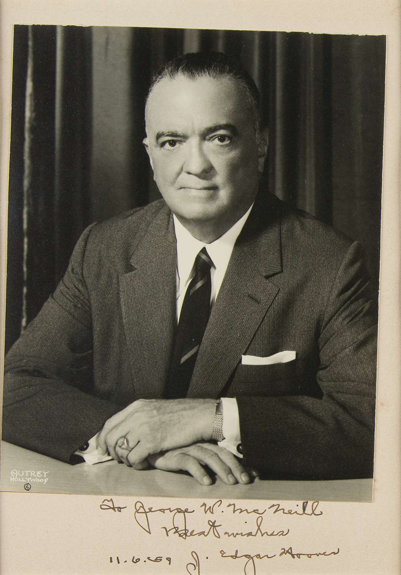 Lot #1173 J. Edgar Hoover Signed Photograph