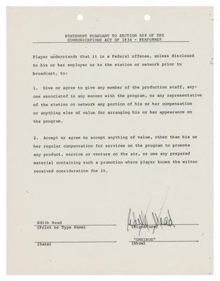 Lot #1725 Edith Head (4) Documents Signed - Image 8