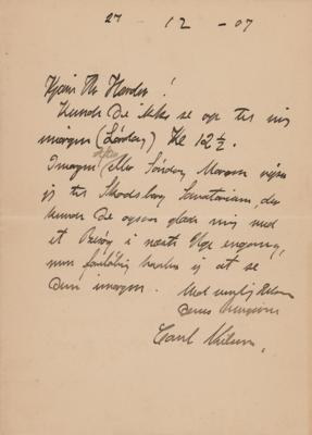 Lot #1610 Carl Nielsen Autograph Letter Signed
