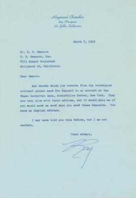 Lot #1527 Raymond Chandler Typed Letter Signed - Image 1