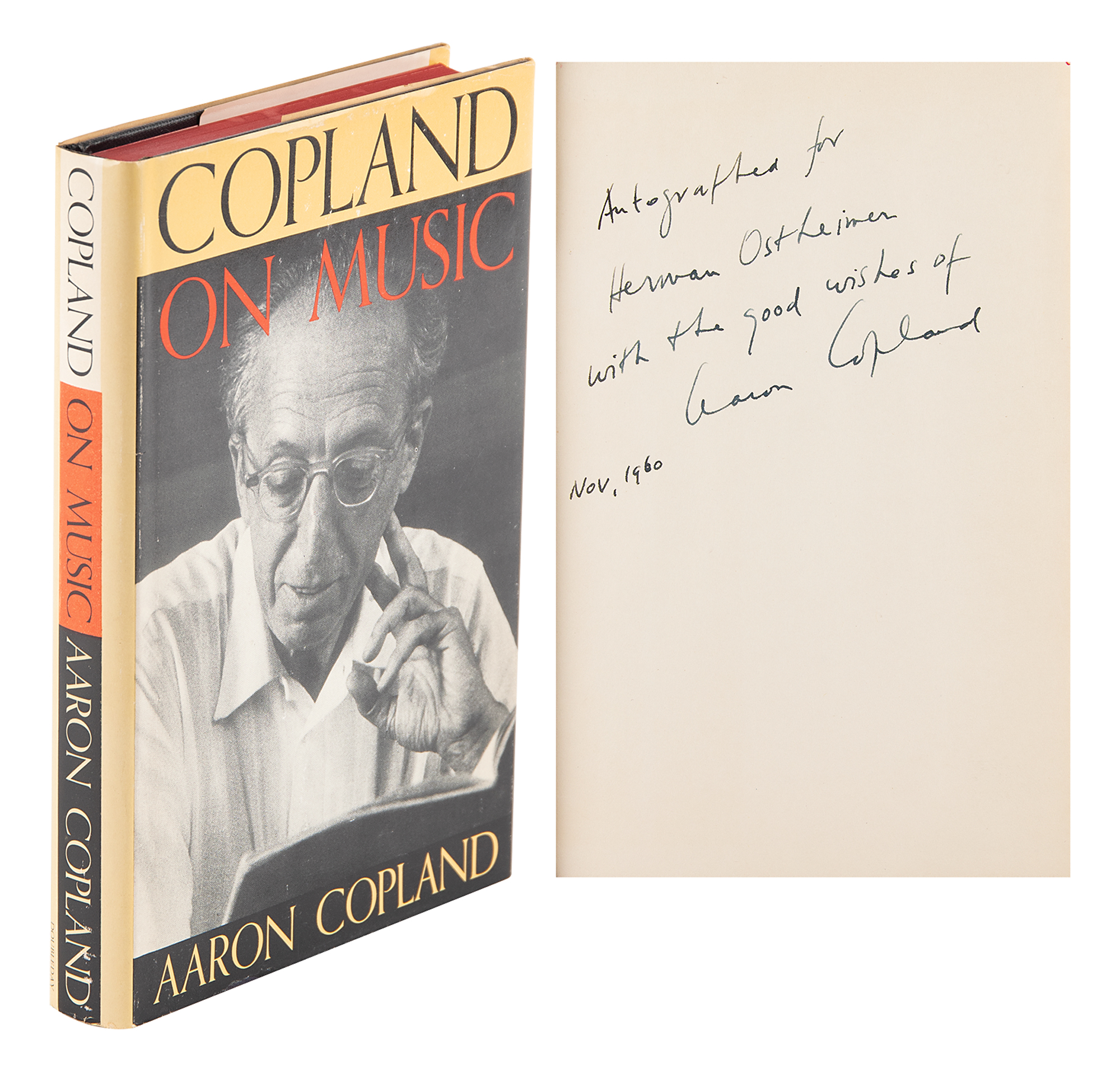 Lot #1605 Aaron Copland Signed Book