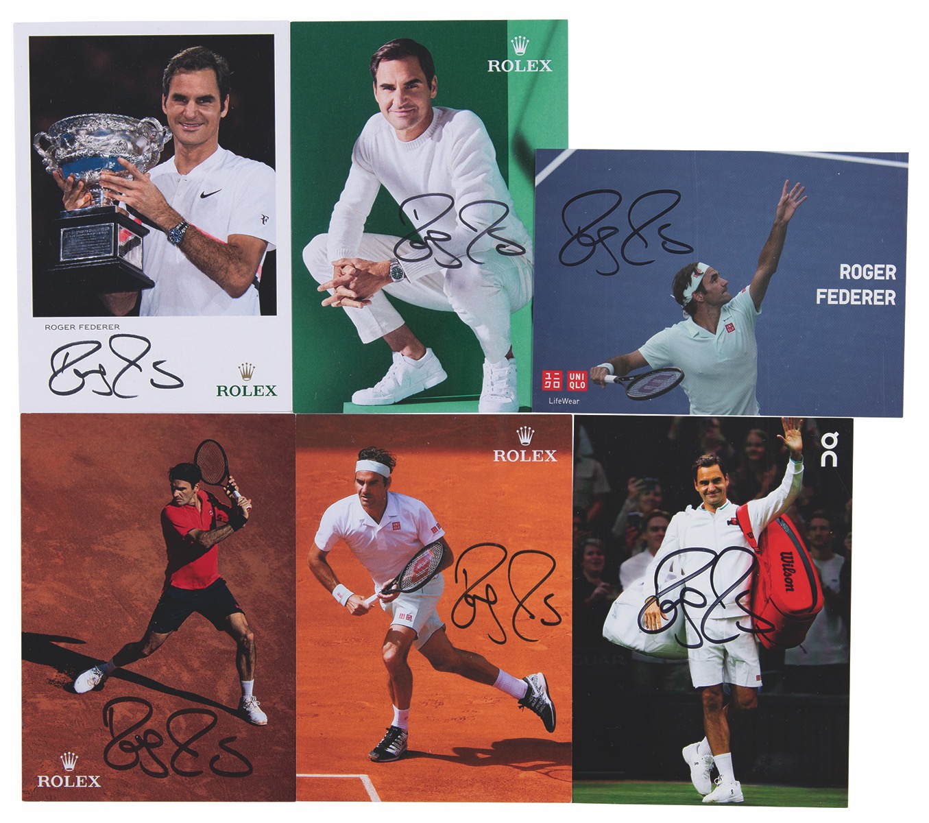 Lot #1953 Roger Federer (6) Signed Promo Cards