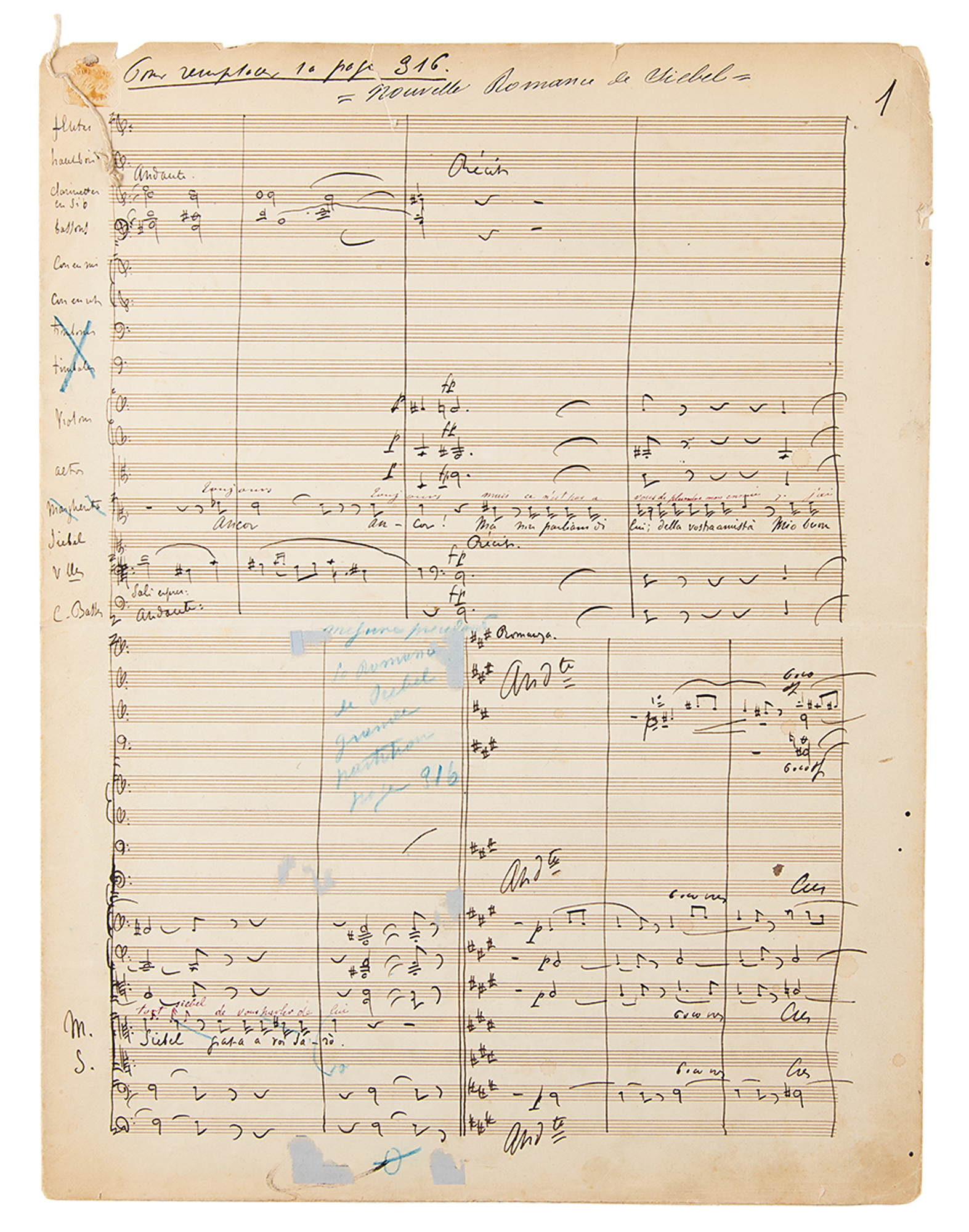 Lot #1582 Georges Bizet Handwritten Musical Manuscript