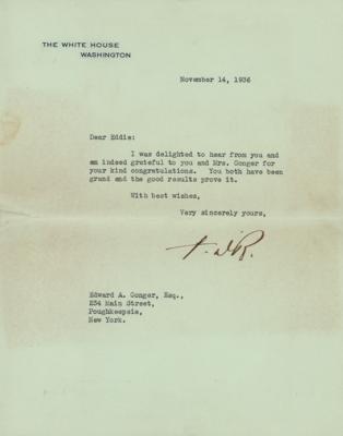 Lot #1067 Franklin D. Roosevelt Typed Letter Signed as President