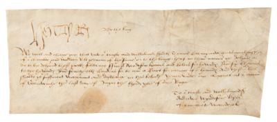 Lot #1110 King Henry VIII Document Signed