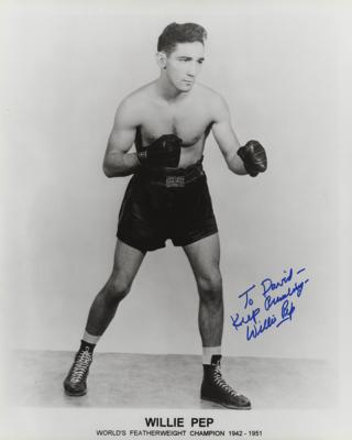 Lot #1934 Boxing: Willie Pep, Emile Griffith, and Chuck Wepner (3) Signed Oversized Photographs - Image 1