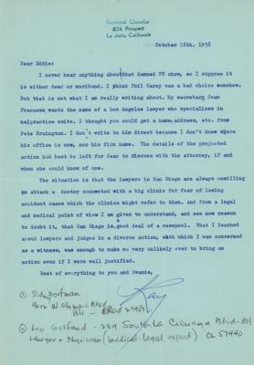 Lot #1528 Raymond Chandler Typed Letter Signed
