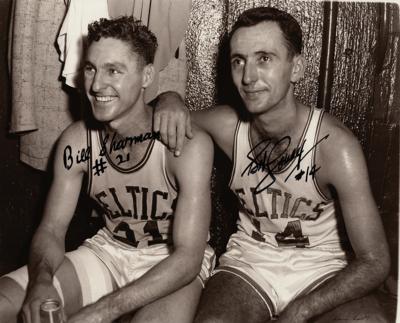 Lot #1930 Boston Celtics: Bob Cousy and Bill Sharman Signed Oversized Photograph - Image 1