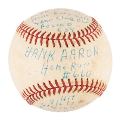 Lot #1795 Hank Aaron's Record-Breaking 660th Career Home Run Baseball