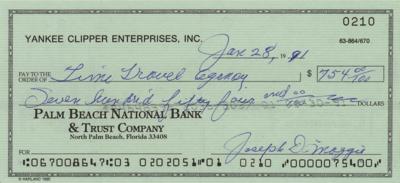 Lot #1948 Joe DiMaggio Signed Check