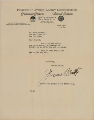 Lot #1728 Harry Houdini: Jerome Beatty Typed Letter Signed