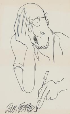 Lot #1406 Jules Feiffer Original Self Portrait Sketch - Image 1