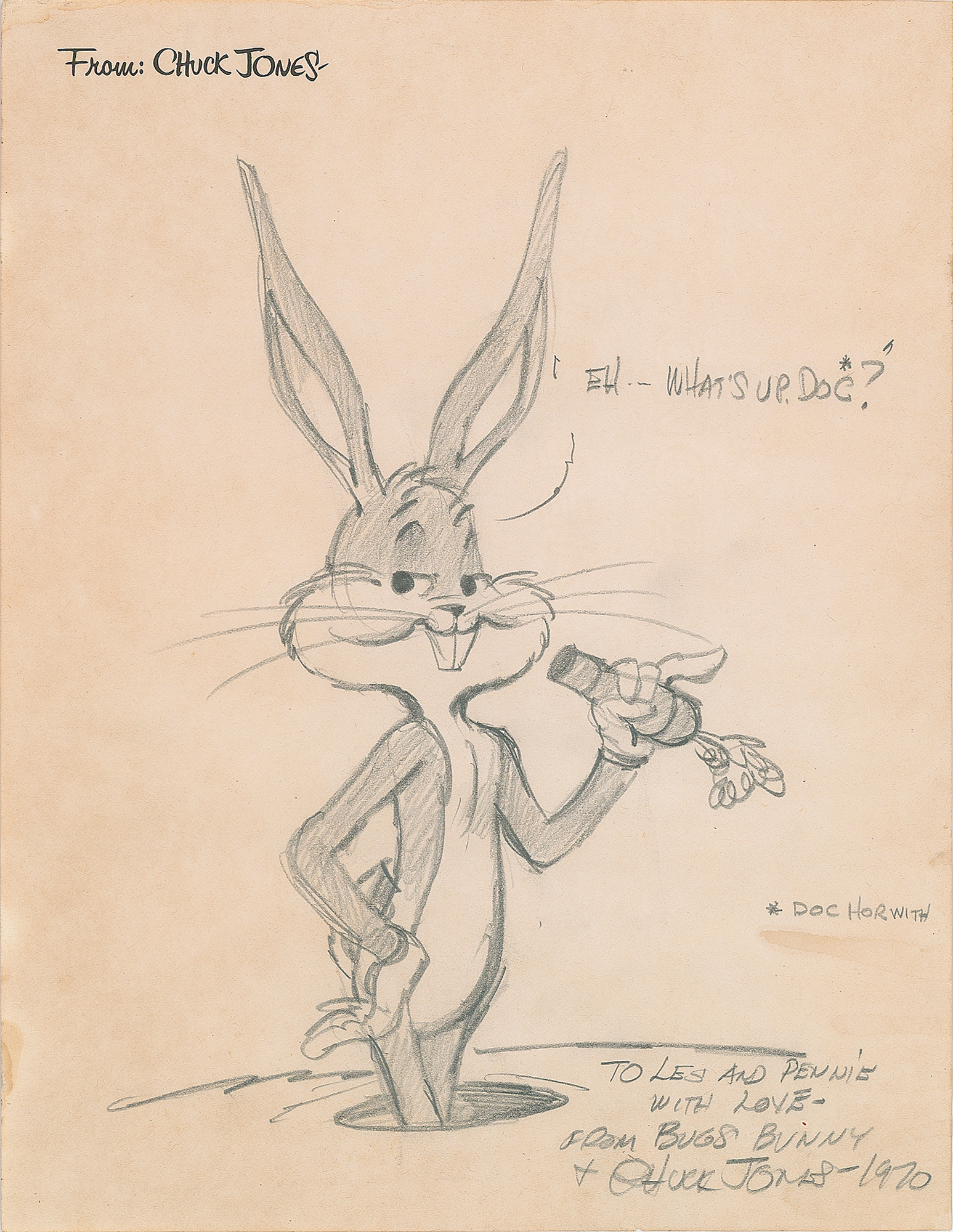 Sketch　Original　Auction　Chuck　Bunny　Bugs　Jones　of　RR