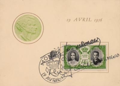 Lot #1199 Princess Grace and Prince Rainier of Monaco Signed Commemorative Card