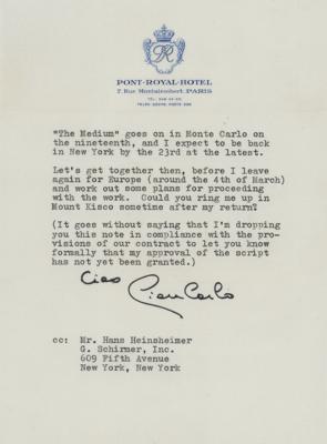 Lot #1609 Gian Carlo Menotti Typed Letter Signed - Image 2
