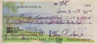 Lot #1636 Marvin Gaye Signed Check