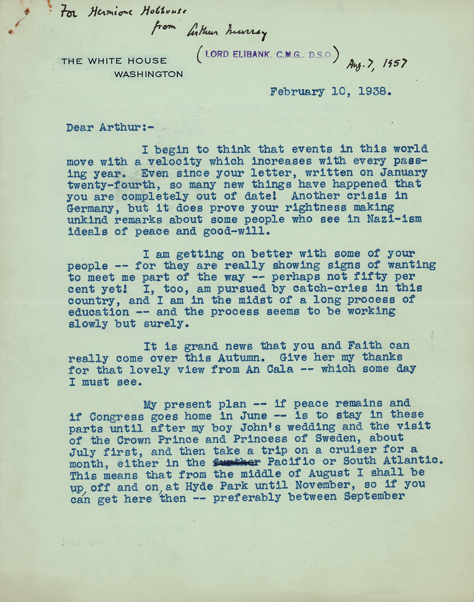 Lot #1011 Franklin D. Roosevelt Typed Letter Signed as President