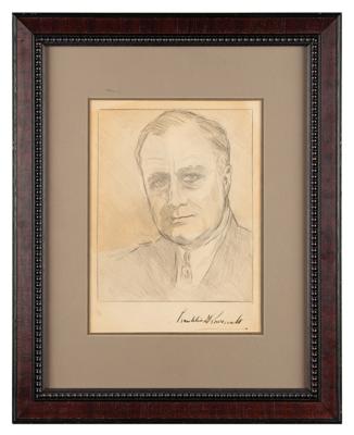 Lot #1013 Franklin D. Roosevelt Signed Sketch - Image 2