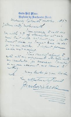 Lot #1501 Charles Dickens Autograph Letter Signed