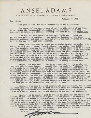 Lot #1303 Ansel Adams Typed Letter Signed