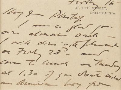 Lot #1319 John Singer Sargent Autograph Letter Signed - Image 3