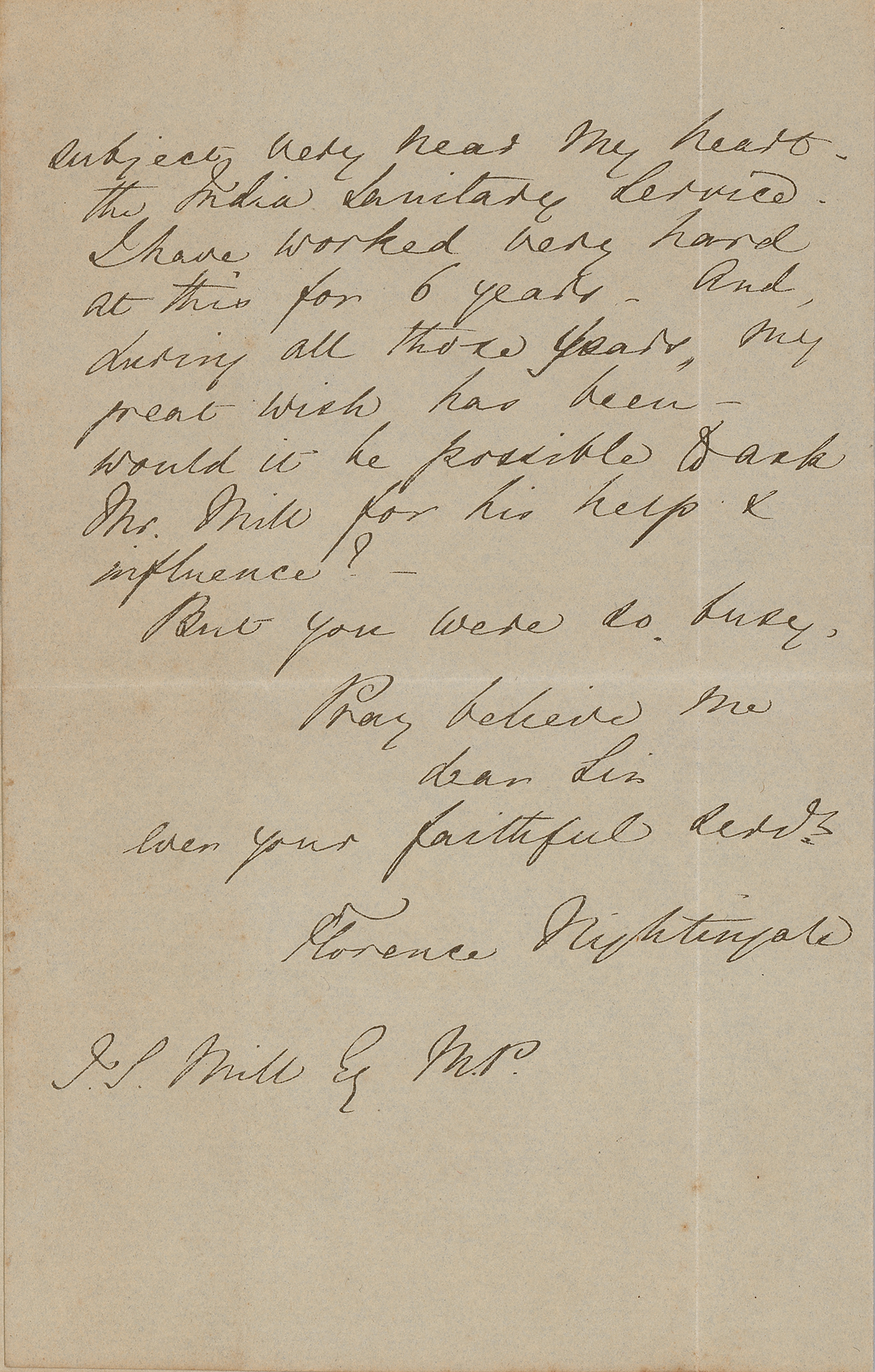 Lot #1083 Florence Nightingale Partial Autograph Letter Signed