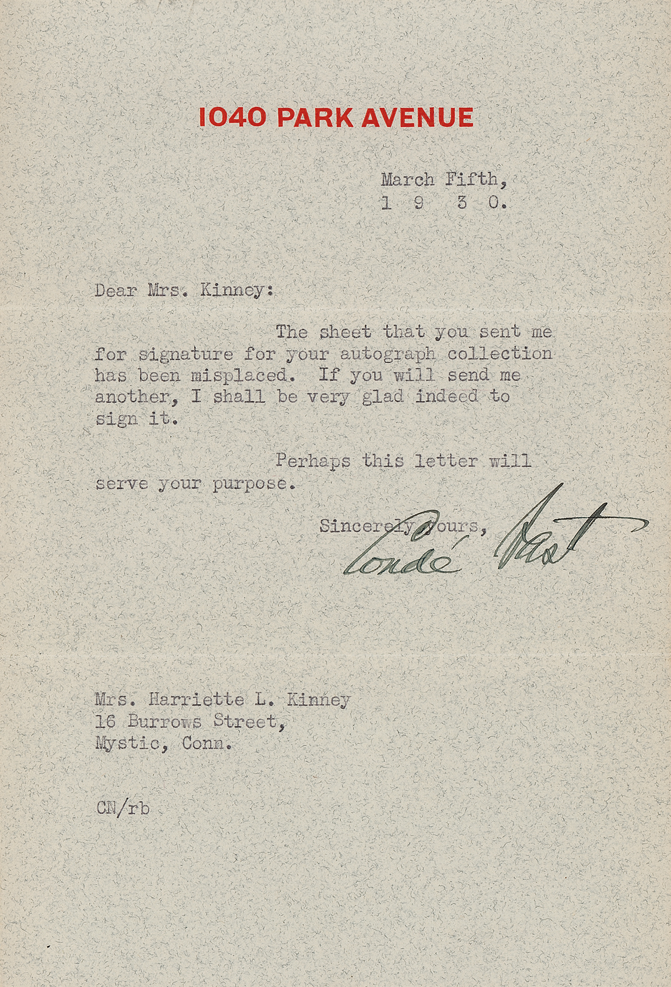 Lot #1192 Conde Nast Typed Letter Signed