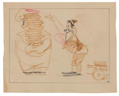 Lot #1432 Laurel and Hardy production storyboard drawing from Mother Goose Goes Hollywood