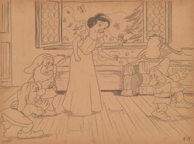 Lot #1429 Frank Follmer concept story drawing for Snow White and the Seven Dwarfs