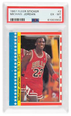 Lot #1850 1987 Fleer Basketball Sticker Set with PSA 6 Michael Jordan - Image 1