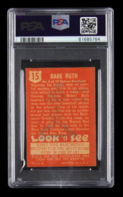 Lot #1785 1952 Topps Look 'N See #15 Babe Ruth PSA EX 5 - Image 2