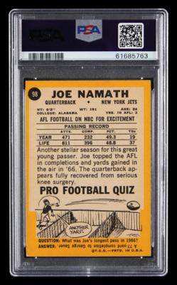 Lot #1840 1967 Topps #98 Joe Namath PSA NM 7 - Image 2