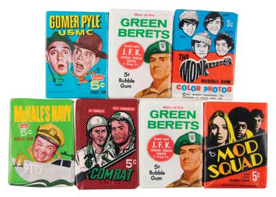 Lot #1675 1960s Entertainment/Music (7) Wax Packs: Mod Squad, Monkees, Green Berets, and more