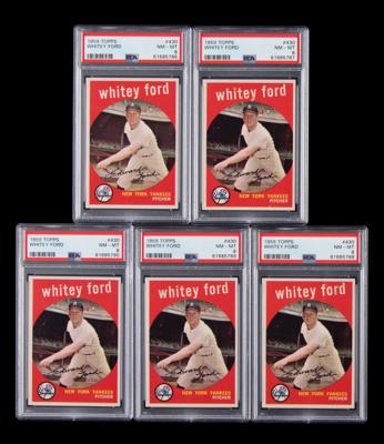 Lot #1791 1959 Topps Lot of (5) #430 Whitey Ford - All PSA NM-MT 8