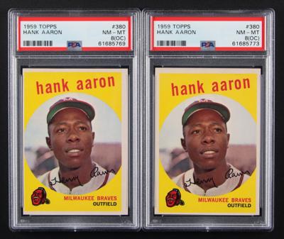 Lot #1833 1959 Topps Lot of (2) #380 Hank Aaron - Both PSA NM-MT 8 (OC) - Image 1