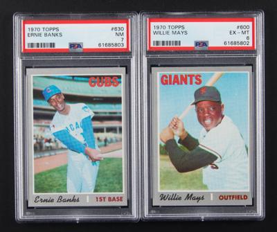 Lot #1842 1970 Topps #600 Willie Mays and #630 Ernie Banks - Both PSA Graded - Image 1