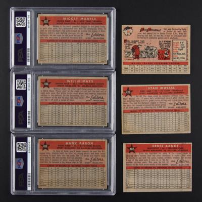 Lot #1825 1958 Topps Baseball Lot of (6) HOFers with Mantle, Mays, and Aaron - Image 2